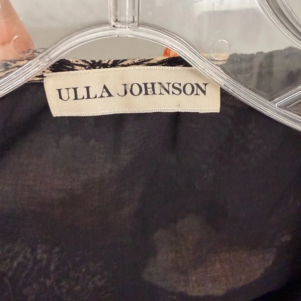 Ulla Johnson Nadya Short Sleeve Blouse Noir Floral Size 2